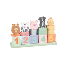 Load image into Gallery viewer, Farmyard wooden animal counting game
