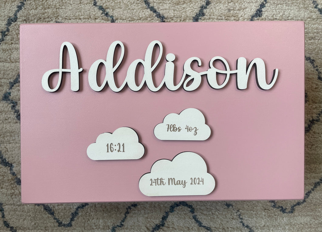 Cloud Birth Details Keepsake Box