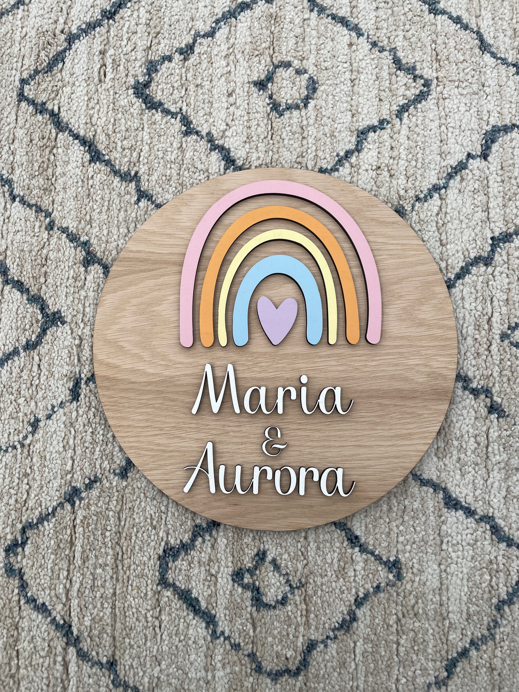 Rainbow Round Oak Door/wall sign