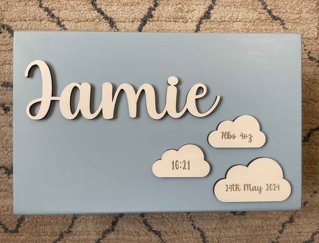 Cloud Birth Details Keepsake Box