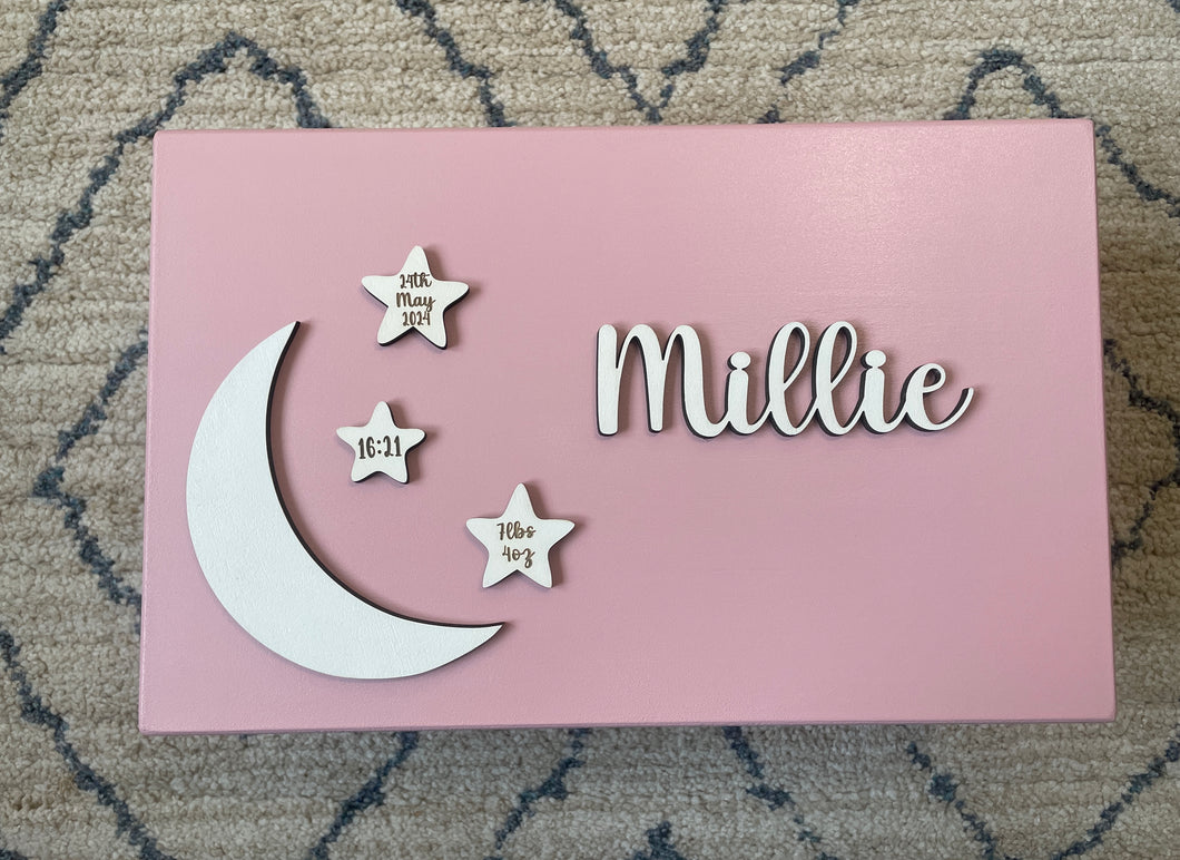 Moon & Stars Wooden Keepsake Box